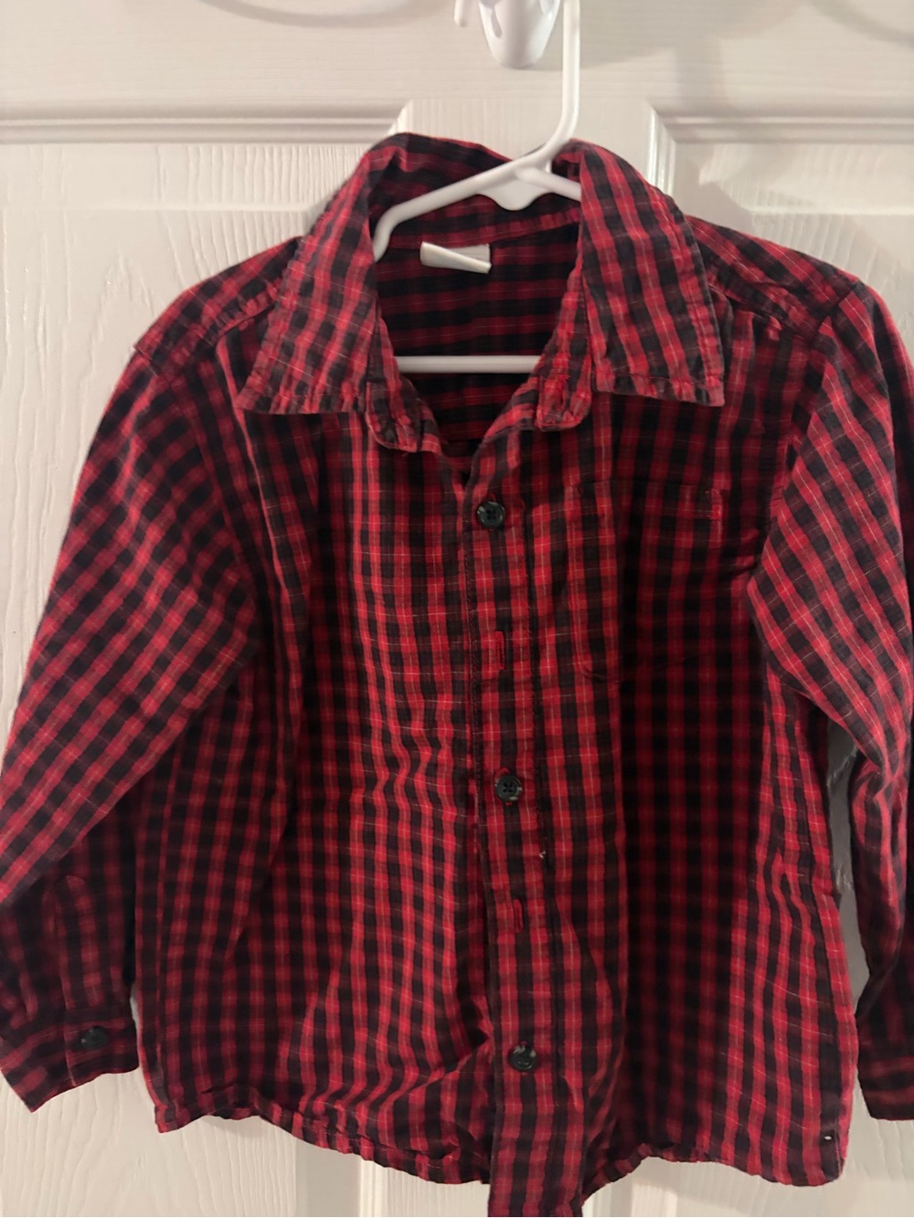 Wonderkids Red and Black Plaid Button-Down Shirt